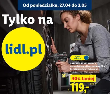 Akumulatorowy klucz udarowy 12V bez akumulatora i ładowarki promocja w Lidl