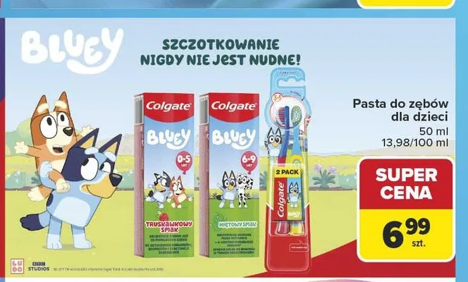 Pasta do zębów dla dzieci Colgate Bluey o smaku truskawkowym promocja w Carrefour