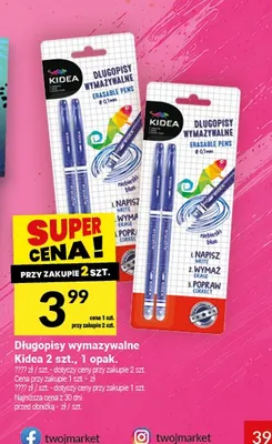 Długopisy wymazywalne Kidea 2 szt. promocja w Twój Market
