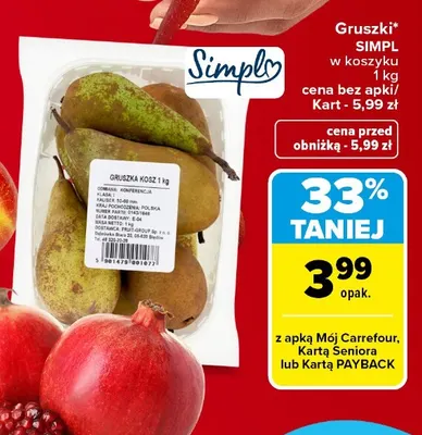 Gruszki Konferencja Simpl w koszyku promocja w Carrefour Market