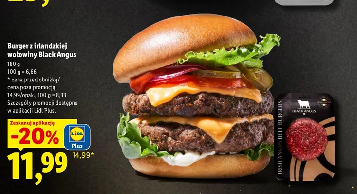 Burger z irlandzkiej wołowiny Black Angus promocja w Lidl