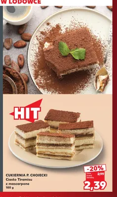 Ciasto Tiramisu z mascarpone Cukiernia P. Chojecki promocja w Kaufland