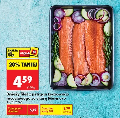 Świeży filet z pstrąga łęczowego łososiowego ze skórą promocja w Biedronka