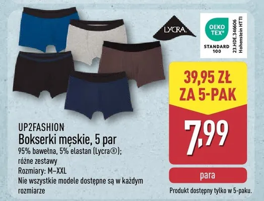 Bokserki męskie Up2Fashion 5 par promocja w Aldi