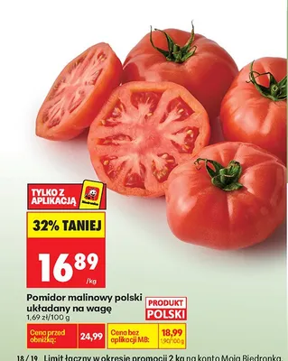 Pomidor malinowy polski układany na wagę promocja w Biedronka