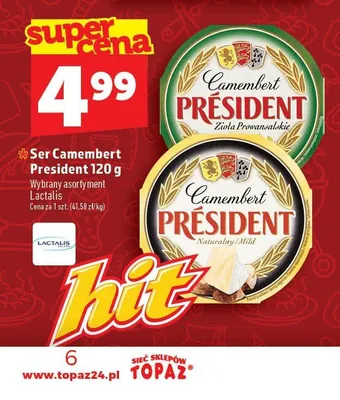 Ser Camembert Président Naturalny promocja w TOPAZ