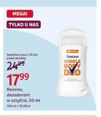 Dezodorant w sztyfcie Rexona Whole Body Deo promocja w Rossmann