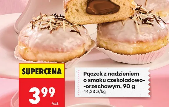 Pączek z nadzieniem o smaku czekoladowo-orzechowym promocja w Biedronka