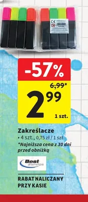 Zakreślacze Best Service 4-pak promocja w Intermarche