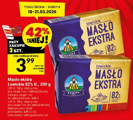 Masło ekstra Łowickie 82% tł. promocja w Twój Market