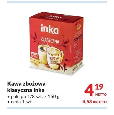 Kawa zbożowa klasyczna Inka promocja w Makro