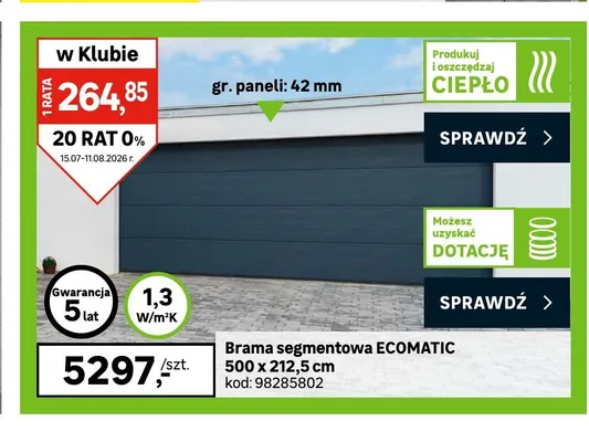 Brama segmentowa ECOMATIC promocja w Leroy Merlin