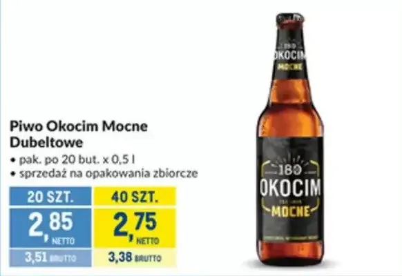 Piwo Okocim Mocne Dubeltowe promocja w Makro