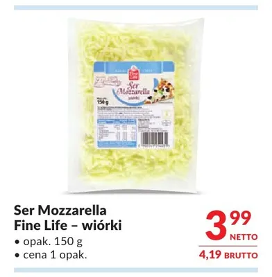 Ser mozzarella Fine Life wiórki promocja w Makro