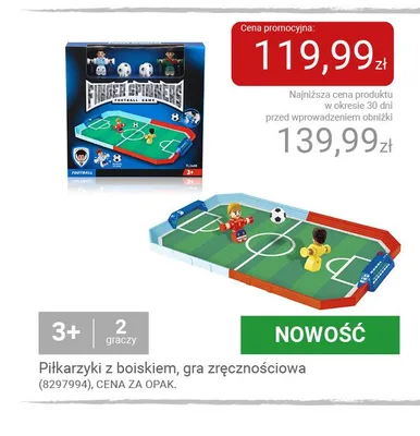 Gra zręcznościowa piłkarzyki z boiskiem Finger Spinners promocja w Smyk