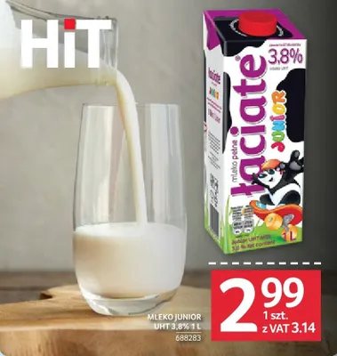 Mleko junior UHT 3,8% 1 L Łaciate promocja w Selgros