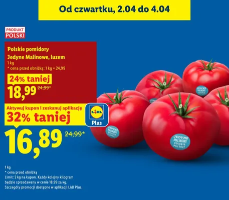 Pomidory Jedyne Malinowe, luzem promocja w Lidl