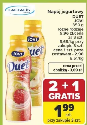 Napój jogurtowy Duet różne rodzaje promocja w Carrefour