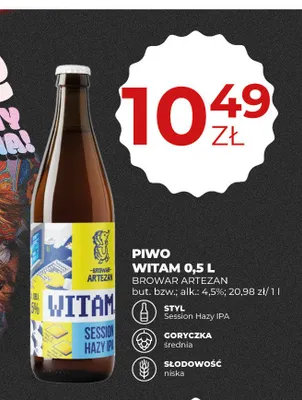 Piwo Witam Browar Artezan promocja w Duży Ben