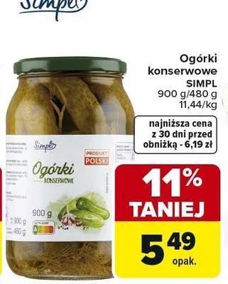 Ogórki konserwowe promocja w Carrefour Market