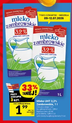 Mleko UHT 3,2% Zambrowskie promocja w Twój Market