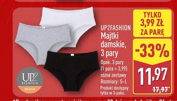 Majtki damskie UP2FASHION 3-pak promocja w Aldi