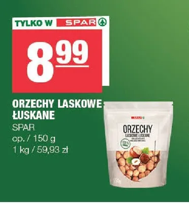 Orzechy laskowe łuskane SPAR promocja w SPAR