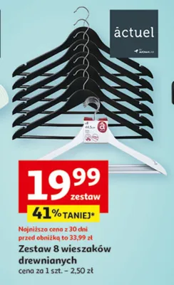 Zestaw 8 wieszaków drewnianych promocja w Auchan