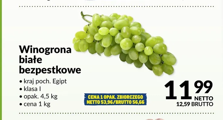 Winogrona białe bezpestkowe promocja w Makro