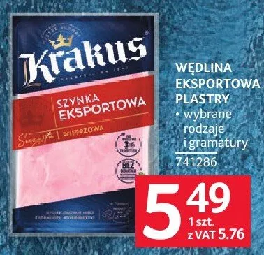 Wędlina eksportowa plastry wyborne rodzaje promocja w Selgros