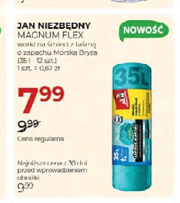 Worki na śmieci z taśmą Magnum Flex o zapachu Morska Bryza 35 l Jan Niezbędny promocja w Drogerie Jawa