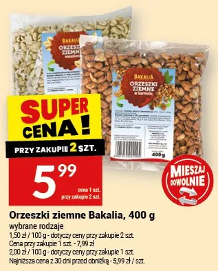 Orzeszki ziemne Bakalia, 400g promocja w Twój Market