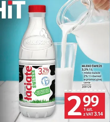 Mleko świeże Łaciate 3,2% 1L promocja w Selgros