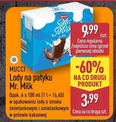 Lody na patyku Mr. Milk Mucci promocja w Aldi