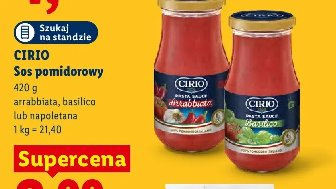 Sos pomidorowy CIRIO Arrabbiata promocja w Lidl