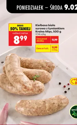 Kiełbasa biała surowa z tymiankiem promocja w Biedronka