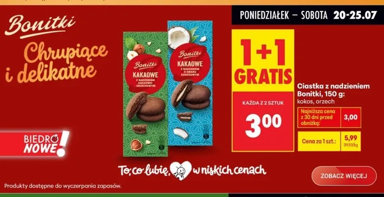 Ciastka z nadzieniem owocowym MOKATE COOKIES promocja w Biedronka