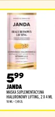 Maska suplementacyjna hialuronowy lifting Janda promocja w Drogerie Natura