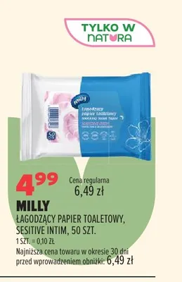 Łagodzący papier toaletowy Milly Sensitive Intim promocja w Drogerie Natura
