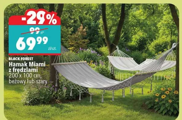 Hamak Miami z frędzlami 200x100cm promocja w Biedronka