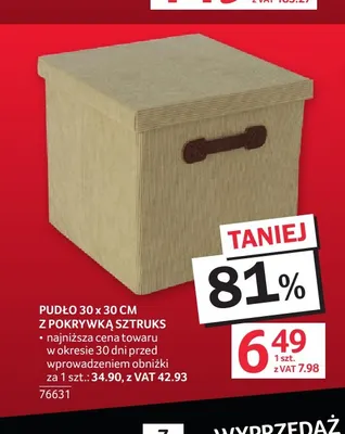 Pudło 30x30 cm z pokrywką sztruks promocja w Selgros