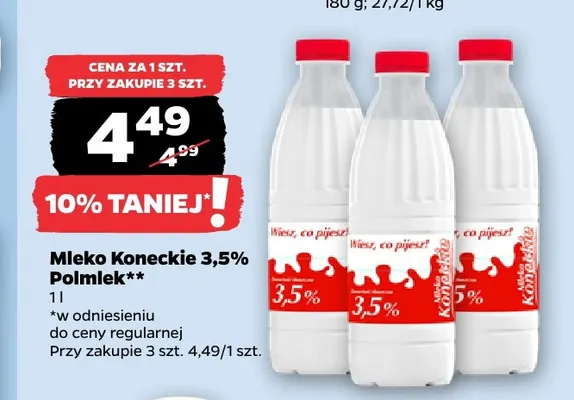 Mleko Koneckie Polmlek 3,5% promocja w Netto