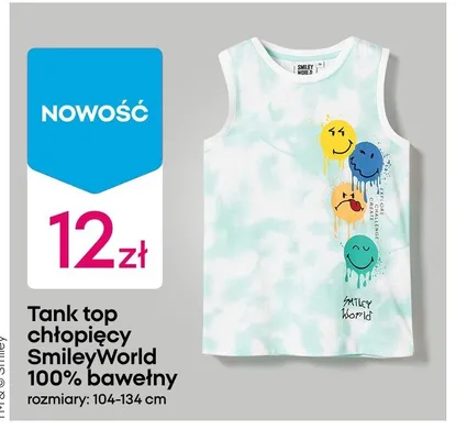Tank top chłopięcy SmileyWorld 100% bawełny promocja w Pepco