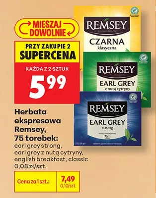 Herbata ekspresowa Remsey Czarna klasyczna promocja w Biedronka