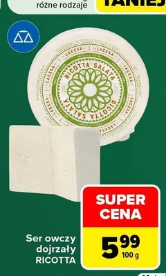 Ser owczy dojrzały Ricotta promocja w Carrefour Market