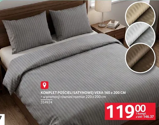 Komplet pościeli satynowej Vera 160 x 200 cm promocja w Selgros