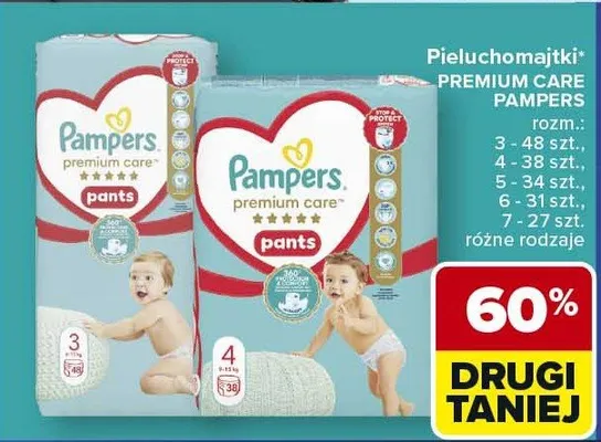 Pieluchomajtki Premium Care pants rozmiar 3 promocja w Carrefour