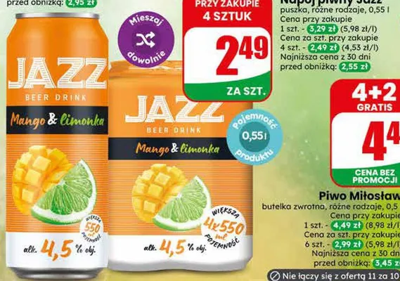 Napój piwny Jazz Mango & Limonka promocja w Dino