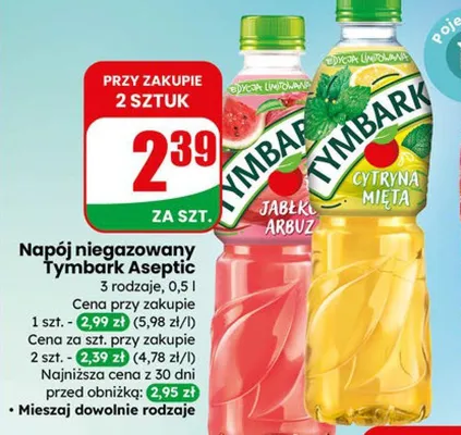 Napój niegazowany aseptic 3 rodzaje promocja w Dino