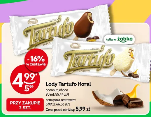Lody Tartufo Koral choco promocja w Żabka